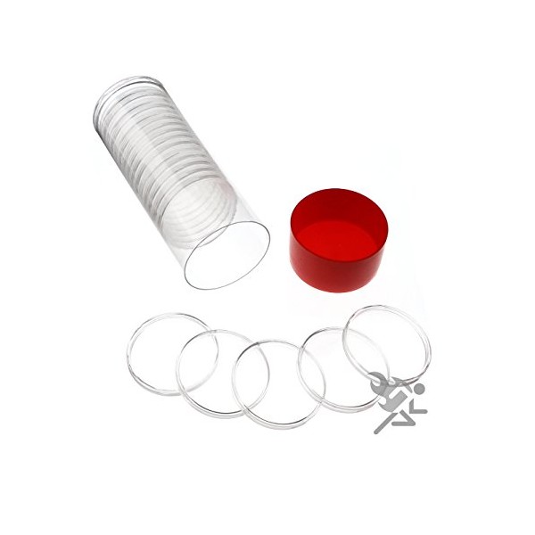Capsule Tube & 20 Air-Tite H40 Direct Fit Coin Holders for 1oz Silver Eagles (Red Lid) by OnFireGuy