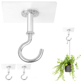 Muccibi Adhesive Ceiling Hooks, 2 Pack Ceiling Hooks Heavy Duty for Hanging Plants,Ceiling Hooks Adhesive, Holds Up to 30lbs, Stick On Hooks for Lights, Lanterns,Wind Chimes.