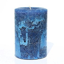 Still Water Candles Handmade Classic Blue Candle Rustic Textured Unscented, Country Farmhouse Primitive Decoration for Tables Shelves Centerpieces, Clean Burning Wax, Choose Small Large Custom Sizes