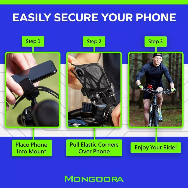 MONGOORA Bicycle & Motorbike PHONE HOLDER w 3 Color Bands