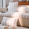 Neelvin Cream White Faux Fur Cozy Soft Double-Sided Decorative Throw