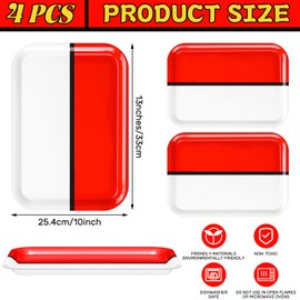 Rtteri 4 Pcs Cartoon Animation Birthday Party Trays 13x10 Inch Plastic Cartoon Animation Theme Plates for Birthday Electronic Video Game Themed Party Tableware Supplies