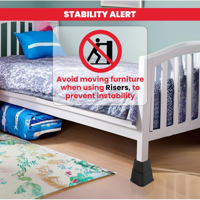 Utopia Bedding Adjustable Bed Furniture Risers - Elevation in Heights