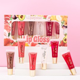 Fruit Flavor Lip Gloss, 6 Counts/set Moisturizing Nourishing Lip Glaze, Glossy Lip Glaze Stick, Plumping Lip Oil Lip Stick for Girls & Women