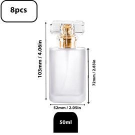 Glass Perfume Bottle Empty Refillable 8Pack 50ml Frosted Clear Travel Perfume Spray Atomizer Bottle Perfume Fine Mist Spray Perfume Bottle Atomizer Container with Sprayer Applicator