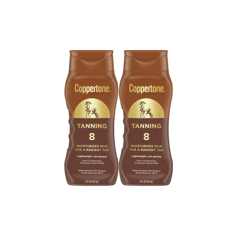 Coppertone Tanning Sunscreen Lotion, SPF 8 Broad Spectrum Sunscreen, 8