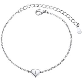 PROSILVER Women Heart Bracelet Sterling Silver Initials Letter I Bracelets for Women Silver Chain Bracelets Friendship Bracelets