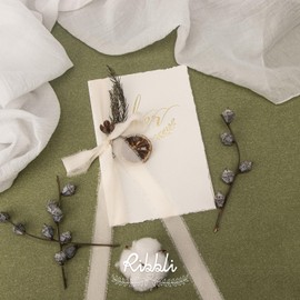 Ribbli Cream White Ribbon 1 Inch x 3 Rolls Total 24 Yards Cream Handmade Fringe Chiffon Silk Ribbon for Wrapping Wedding Invitations Bridal Bouquets DIY Crafts Home Decor