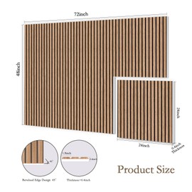 6Pack Acoustic Panels, 3D Fluted Sound Proof Panels for Walls, Decorative Self-Adhesive Wood Grain Printing Sound Absorbing Panels for Recording Studio, Home, Office, 24×24×0.4", Natural Walnut Grain
