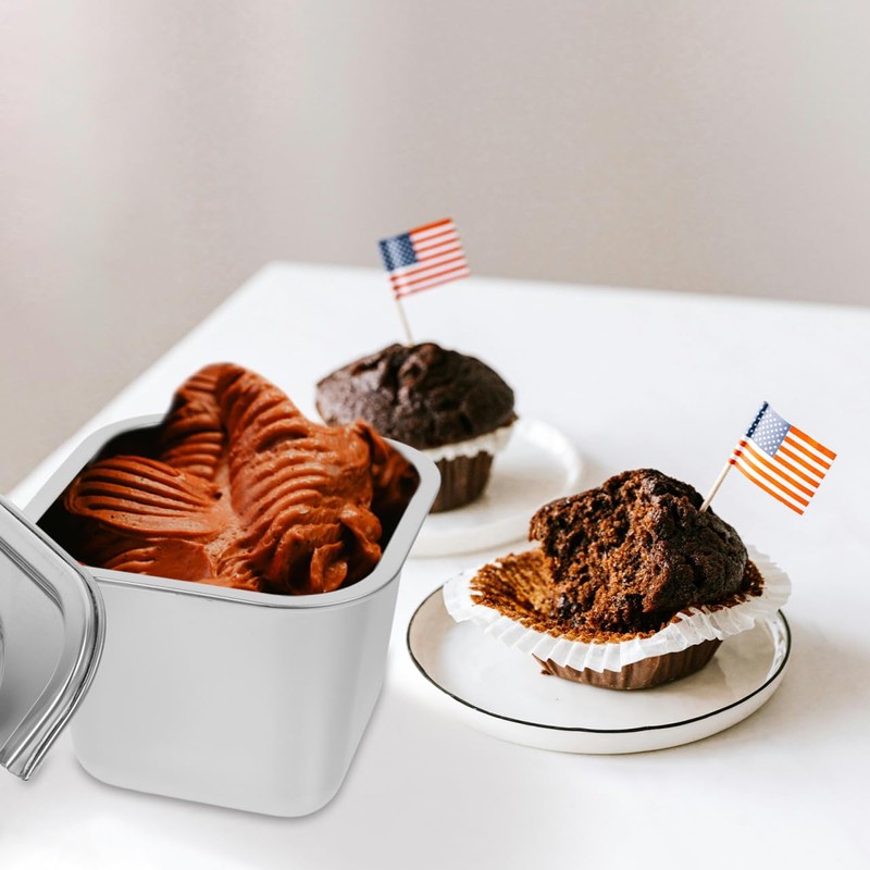 DEARMAMY Ice Cream Storage Box Metal Container with Lid Ice