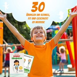 Kleintober I 30 Training Cards for Children and Teenagers I Movement Games for Children Playfully Fit I Sports Educational Games from 3 Years with Motivational Kick I Sports Equipment for Children
