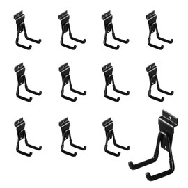 PYBTOOL 12Pack Slatwall Hooks Heavy Duty Slatwall Accessories Garage Slatwall Hooks and Hangers Small U Hook(Black)