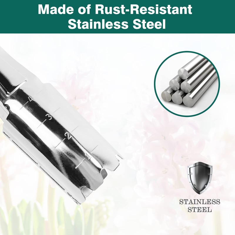 Berry&Bird Garden Bulb Planter with 4 Inches Depth Mark, Stainless