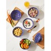 Metahom Ceramic Cereal Bowls, 23 Oz Blue and White Bowls,