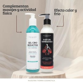 Nuestra Tierra Cosmtica Kit Gel Crioreductor Corporal  Oleo Gel Termognico Efecto Sauna, 250ml cada uno (Hombre)                                      