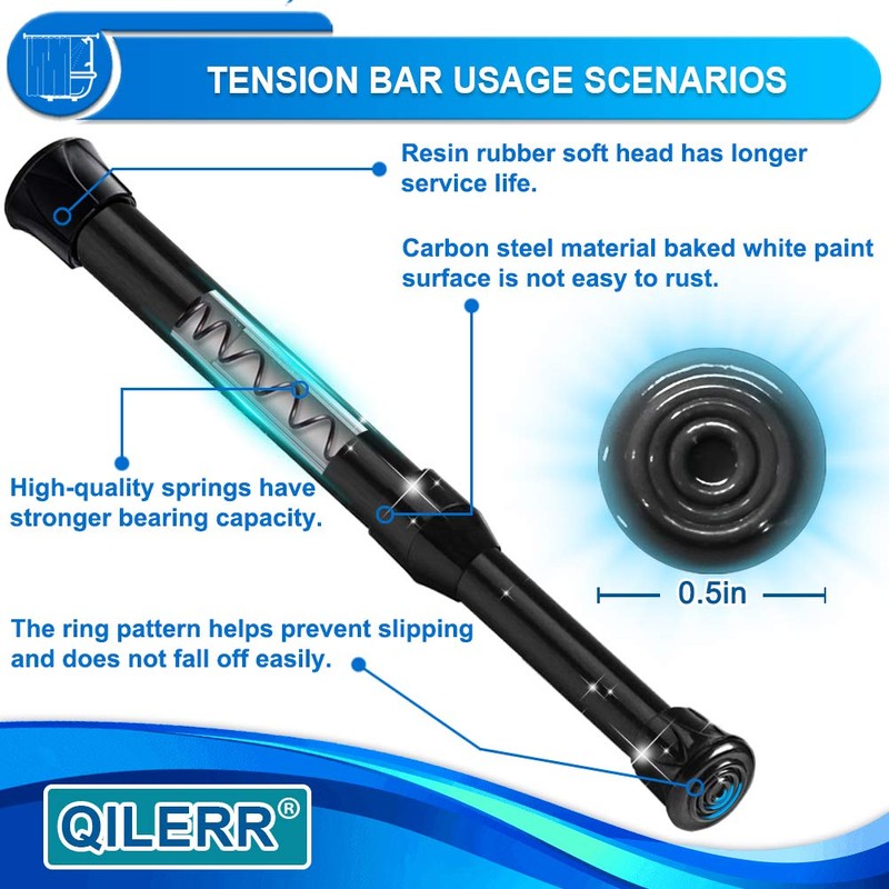 QILERR Tension Rods 28 to 48 Inches 6 Pack Adjustable