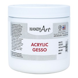 Handy Art Acrylic Gesso, 16 oz, White, Primer for Canvas, Wood, & Artist Painting Surfaces, Enhances Acrylic Paint Adhesion, Low Viscosity, Thick Coverage, Certified Safe & AP Non-Toxic, Made in USA