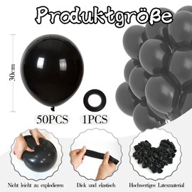 Ovanda Schwarze Luftballons, 50 Stück 12 Zoll Geburtstagsdeko Schwarz, Hochzeit Luftballons Heliumballon für Geburtstag Hochzeit Abschlussfeier Babyparty Jubiläums Party Dekorationen