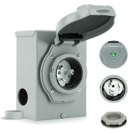 Suplevel 50 Amp Generator Power Inlet Box, NEMA SS2-50P PB50 Power Inlet Box, 125/250 Volt, 12500 Watts, Pre-Drilled, Weatherproof, Outdoor Use, Emergency Power Box for Stormy Weather, ETL Listed