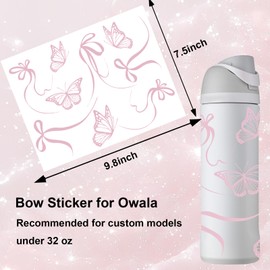 SPORCO Bow Stickers for Owala FreeSip Water Bottle 24 oz 32 oz, Waterproof UV DTF Decals, Accessories Set Stickers for Owala Cup, Cute Stickers for Teens Girls Kids Adults