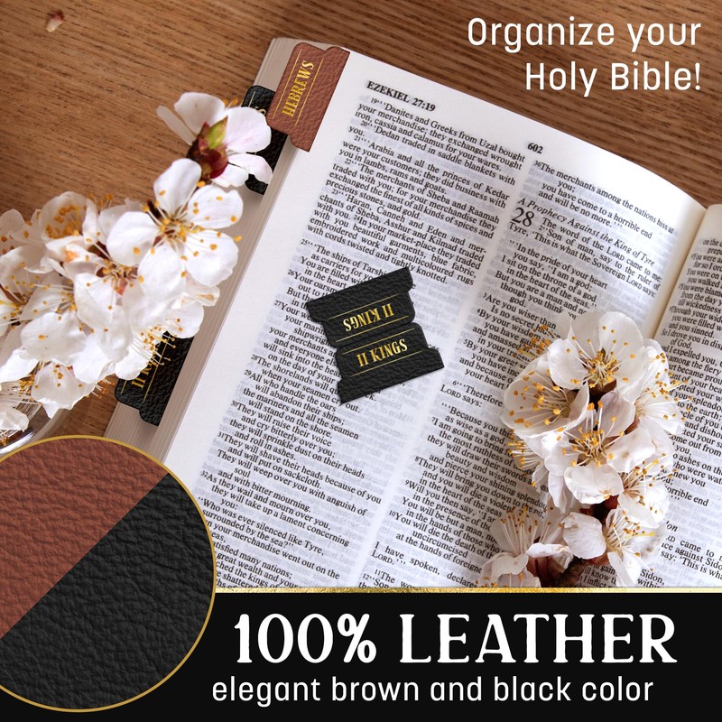 LPSTORE12 Premium Bible Tabs Set, 75 PCS PU Leather Bible