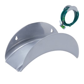 Relaxdays Wall Hose Holder for 30 m 1/2 Inch Hose, Garden Hose Holder, Metal, Round Hose Hanger, Grey, Iron, 13 x 18 x 13 cm
