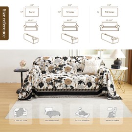 Magic Sofa Covers Boho Couch Covers for Sofa, Washable Sectional Sofa Covers with Tassel, Non Slip Sofa Slipcovers Boho Decor for Pets, Couch Blanket Cover Furniture Protector - 71''X134''