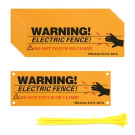 10 Pack Electric Fence Warning Signs with 40PCS Zip Ties 10 x 3.5 Inch Plastic Yellow Electric Fence Safe Signs Caution Warning Sign for Danger Electric Fence Sign Farm Home