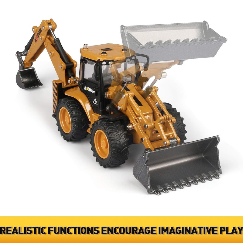 duturpo 1/50 Scale Metal Diecast Backhoe Loader Toy, Metal Play