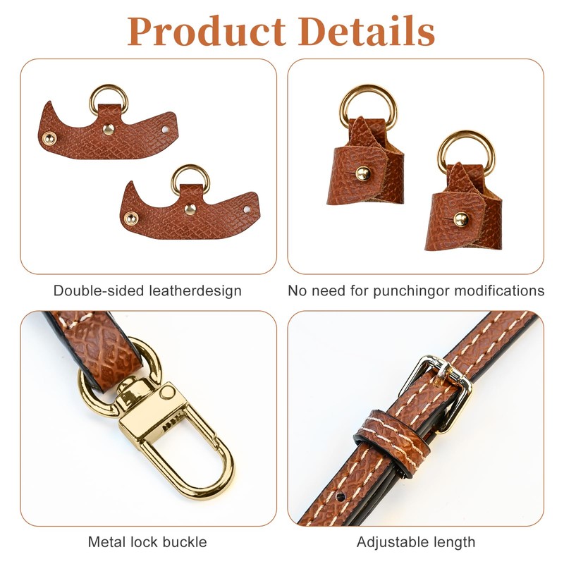 DARENYI Longchamp Mini Bag Strap Leather Replace Brown Adjustable Longchamp