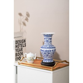 GaLouRo Blue and White Vase, Blue Vase, Chinoiserie Vase, Blue and White Ginger Jar Vase for Home Decor, Blue and White Porcelain Decor,10 "H