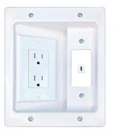 RiteAV USBC Recessed Wall Plate Cable Concealer Management Kit with Power Outlet Hides Cords and Cables