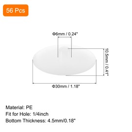 QUARKZMAN 56 Stück Glasplattenpuffer mit Stiel, 6 mm/0,24 Zoll weiße Gummipuffer Grippers Anti-Kollision rutschfeste Glasplattenabstandshalter Terrassentisch Schrankmöbel für 1/4 Zoll Loch