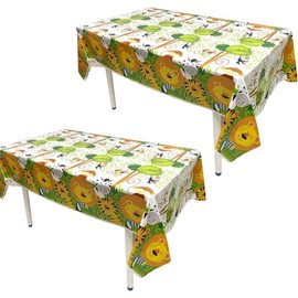Jungle Animals Party Tablecloths, Jungle Theme Design, Pack of 2, Jungle Theme Party Table Cloths, Animal Birthday Theme