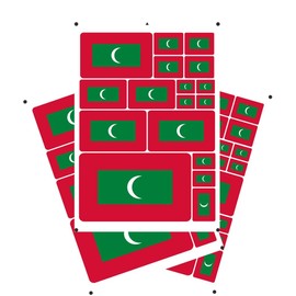 PELTGOAL World Seven Continents Most Country Maldives Flag Stickers Different Sizes Sticker (Red Maldives)
