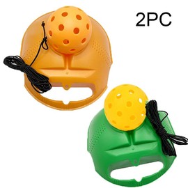 Professional Match Buddy Pickleball Baseboard Tennis Rebound 40 Holes Training Aids with Ball USA Approved Outdoor Pickleballs - Contains: C-Orange+Green Base-Yellow+Orange Ball-2PC