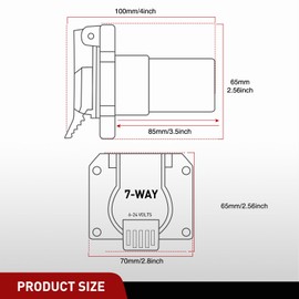 Nilight Heavy Duty 7 Pin Round Trailer Connector Assembly Die Cast with Extension Spring Guard 7 Way Replacement Plug Wiring Harness Power Adapter for Semi Truck Tractor Trailer