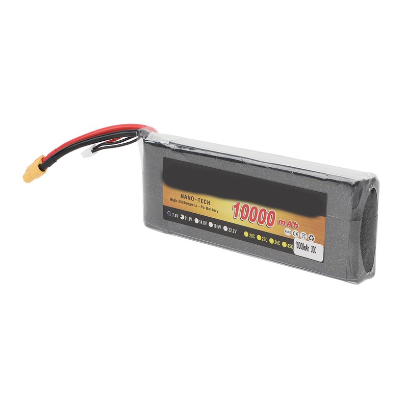 7.4V 10000mAh Lithium Battery 30C XT60 Plug RC 2S LiPo