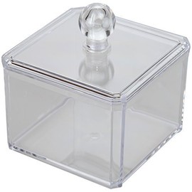 Square Acrylic Cotton Ball Holder /Cosmetic Organiser /Jewellery Chest, Single Tier by Arad.