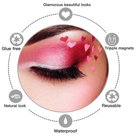 FINEVERNEK Pack of 8 Magnetic Eyelashes, 5 Magnets, False Eyelashes, Magnetic False Eyelashes Set, Magnetic Eyelashes, Natural Look, Reusable Magnetic Eyelashes, No Glue