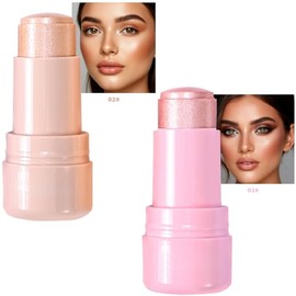 2 unidades de maquillaje en barra iluminadora, barra brillante para rostro y cuerpo, fácil de mezclar y de larga duración, maquillaje resaltador en cr