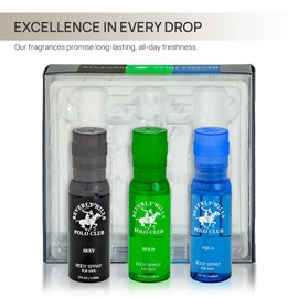 Beverly Hills Polo Club Men's Body Spray Collection Gift Set Featuring Luxury Designer Cologne Scents for Long Lasting Freshness BHPC 3 oz 3 Count (Green)