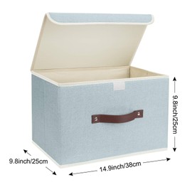 TYEERS Foldable Storage Boxes with Lids 5 Pack Fabric Storage Bins with Lids, Closet Organizers for Clothes Storage, Room Organization, Office Storage, Toys - Aqua Spring
