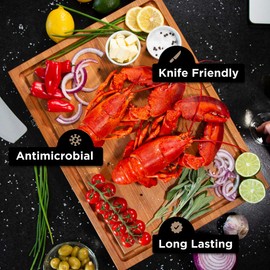 Medium Wood Cutting Board from Canadian Cherry - A Reversible Butcher Block That Comes with Juice Groove for Cutting Meat and Juicy Veggies Easily - Cherry Chopping Board - 16x12x1.5 inches