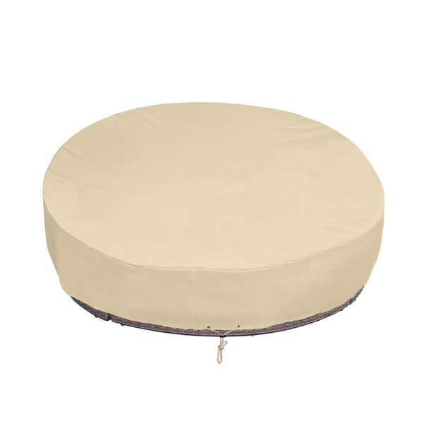 SunPatio Outdoor Daybed Cover, Heavy Duty Waterproof Round Canopy Sofa Bed Cover with Taped Seam, Patio Furniture Set Cover, All Weather Protection, 75" Dia x 35"/16”H, Beige