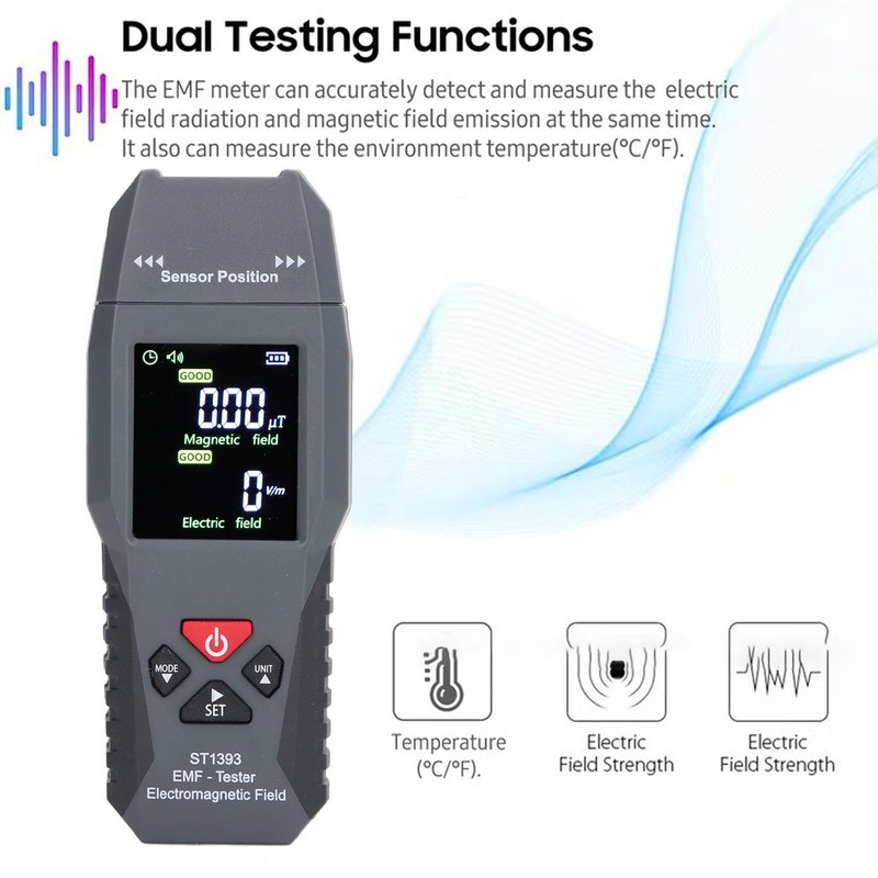 EMF Meter Handheld Electromagnetic Field Radiation Detector Digital LCD Portable