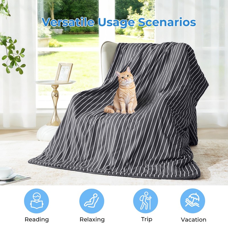 bedsmile Cooling Comforter Queen Size, Q-Max 0.45 Reversible Striped Cooling