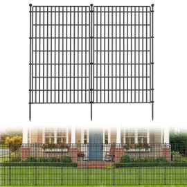5 Panels No Dig Garden Fence Animal Barrier, 44in(H) × 11.8ft(L) Decorative Metal Outdoor Dog Fence, Rustproof Pet Fencing for Yard, Patio, Flower Bed -Temporary Fencing| Easy to Install