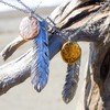 Jurice Necklace, Hawaiian Jewelry, Stainless Steel Necklace, Feather, Feather, Scroll,