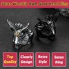 FaithHeart Men's Ring, Stainless Steel Baphomet Goat Head Ring, Punk